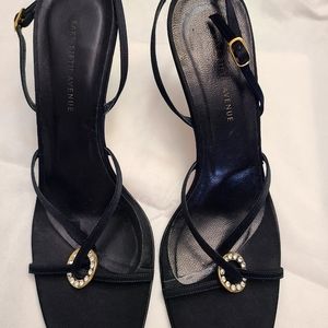 Black Sateen Saks Fifth Avenue cross front sandals